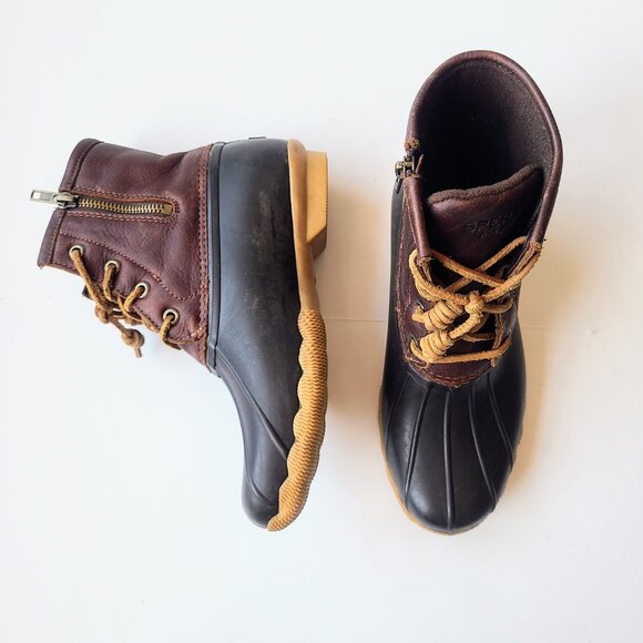 Sperry Saltwater Women's Duckboots Brown Leather/Navy Blue Size 6M - Picture 2 of 12